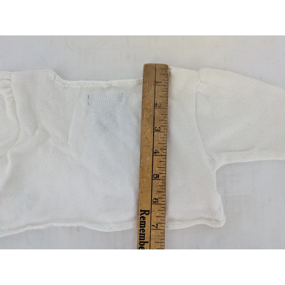 Ralph Lauren Shrug Cardigan Baby Girl 9M White 100% Cotton Crop Bolero Sweater